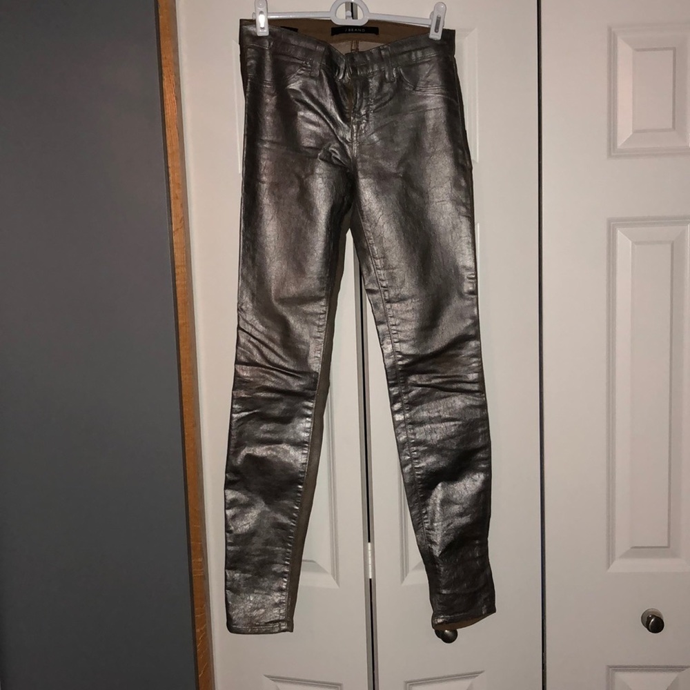 J Brand metallic coated jeans